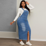 Plus Size Denim Casual Denim Overalls Dress