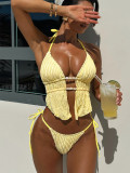 Sexy Yellow Two-Piece Swimsuit Trendy Holidays Beach Bikini