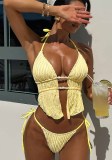 Sexy Yellow Two-Piece Swimsuit Trendy Holidays Beach Bikini
