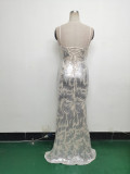 Women cross Lace-Up fishtail evening dress Formal Party evening dress