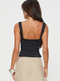 Sexy Low Back Slit Strap Top