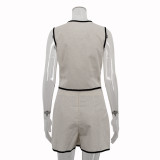 Summer Cotton Vest & Skirt Set Sleeveless V-Neck Career Two-Piece Set