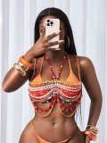 Beaded Body Chain Cover-Up Halter Neck Outer Top