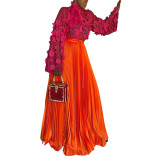 Pleated Solid Color Plus Size Skirt