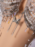 Beaded Fringe Halter Neck Body Jewelry Bralette Top