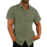 Men’s Linen Double-Pocket Casual Holiday Shirt