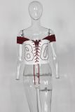 Summer High Street Cropped Low Neck Print Tie-Front Slim Fit Top