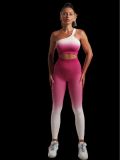 Seamless Tight-Fitting Yoga Set Gradient Long-Sleeve Workout Two-Piece Shorts Set