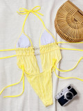 Sexy Yellow Two-Piece Swimsuit Trendy Holidays Beach Bikini