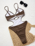 Solid Color One-Piece Swimsuit Women's Bikini