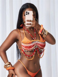 Beaded Body Chain Cover-Up Halter Neck Outer Top