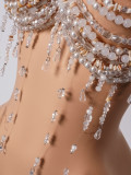 Pearl Beaded Bra Sexy Fringe Bikini Body Chain