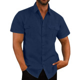Men’s Linen Double-Pocket Casual Holiday Shirt