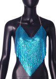 Sexy Club Halter Neck Strap Low Back Crop Top