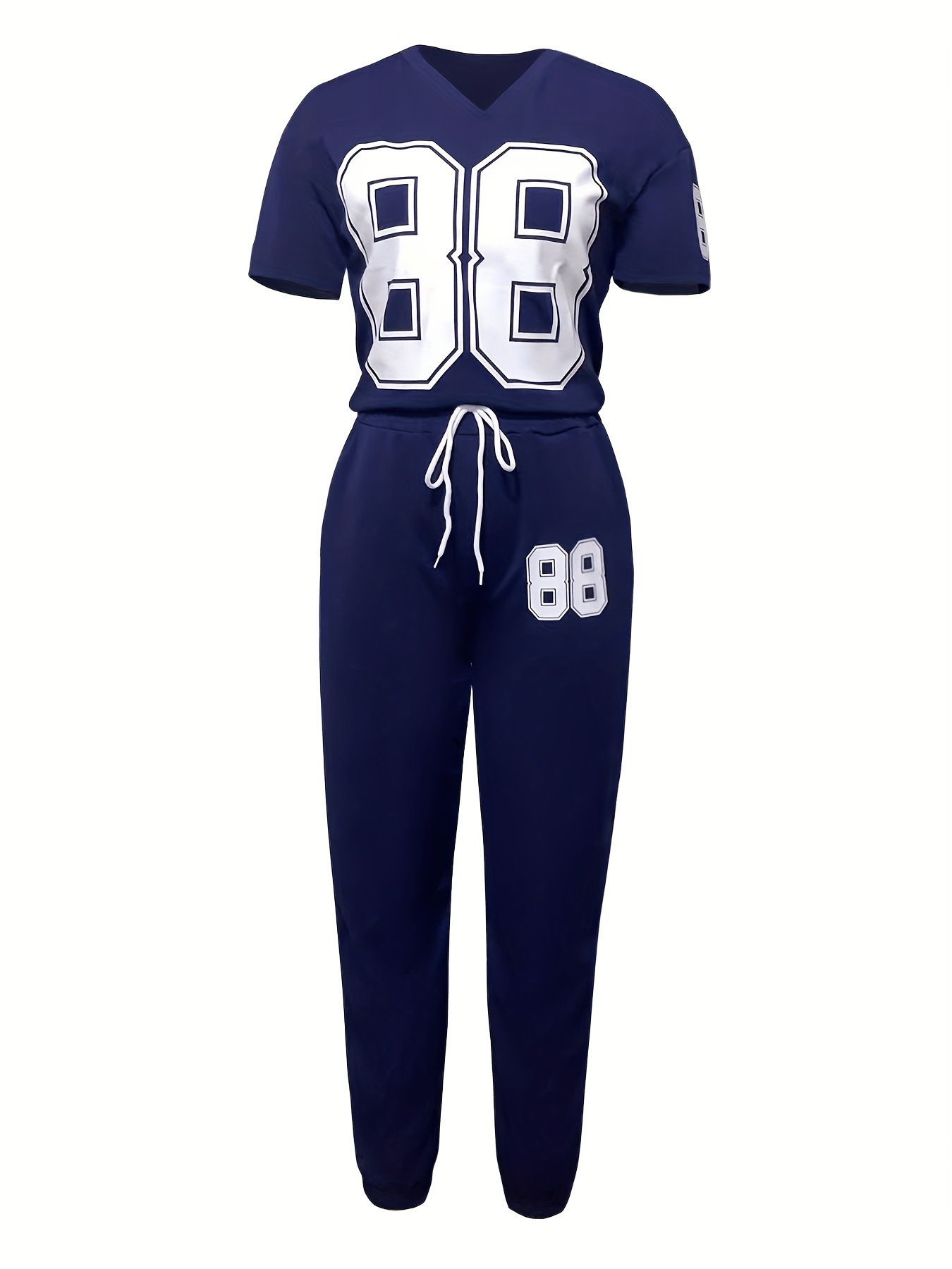 Casual Sporty Print Short-Sleeve Two Piece Pants Set