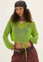Sexy Hollow-Out Open Waist Knitted Beach Cover-Up