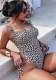 Leopard Print Lace-Up One-Piece Swimsuit