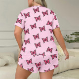 Summer Two-Piece Lounge Set Plus Size Casual Butterfly Pajamas