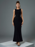 Fashion Sexy V-Neck Low Back Pearl Straps Evening Gown