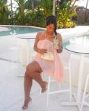 Women Spring Summer Halter Neck Strapless Dress