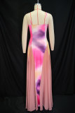 Women summer v-neck suspender printed sleeveless backless dress