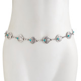 Women Accessories Turquoise Belt Metal Retro Carved Bohemian Body Chain Belt Chain