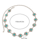 Women Accessories Turquoise Belt Metal Retro Carved Bohemian Body Chain Belt Chain