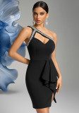 Women Backless sexy diamond one-shoulder sleeveless dress