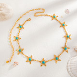 Women Accessories Turquoise Belt Metal Retro Carved Bohemian Body Chain Belt Chain