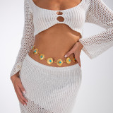 Women Accessories Turquoise Belt Metal Retro Carved Bohemian Body Chain Belt Chain