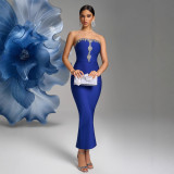 Women sexy slit diamond bandage Strap bandage dress