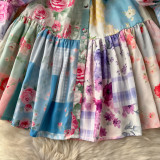 Women Stand Collar Lantern Long Sleeve Ruffle Printed Dress