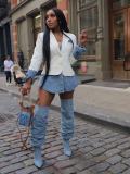 Women Casual Patchwork Denim Blazer Jacket