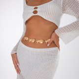 Women Accessories Turquoise Belt Metal Retro Carved Bohemian Body Chain Belt Chain