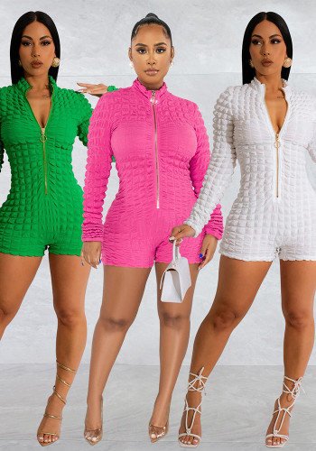 Women Solid Long Sleeve Fake Jacket Jumpsuit