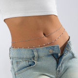 Women Summer Navel Chain Beach Butterfly Pendant Sexy Beach Double Belt Body Chain