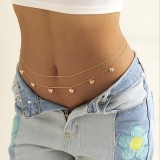 Women Summer Navel Chain Beach Butterfly Pendant Sexy Beach Double Belt Body Chain