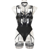 Women Lace Bodysuit Off Shoulder Halter Neck Hollow See-Through Suspender Sexy Lingerie
