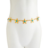 Women Accessories Turquoise Belt Metal Retro Carved Bohemian Body Chain Belt Chain