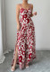 Women Spring and Summer Chic Elegant Knot Printed Small Suspender Wide Leg Jumpsuit