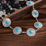 Women Accessories Turquoise Belt Metal Retro Carved Bohemian Body Chain Belt Chain