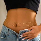 Women Summer Navel Chain Beach Butterfly Pendant Sexy Beach Double Belt Body Chain