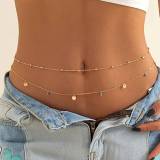 Women Summer Navel Chain Beach Butterfly Pendant Sexy Beach Double Belt Body Chain