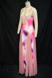 Women summer v-neck suspender printed sleeveless backless dress
