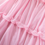 Women Pink Ruffle Edge Suspender Nightdress Sexy Lingerie
