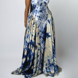 Women summer v-neck Halter Neck Sleeveless Printed Dress
