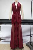 Women Sexy Stretch Suspender Solid V-Neck Dress