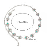 Women Accessories Turquoise Belt Metal Retro Carved Bohemian Body Chain Belt Chain
