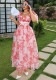 Women Summer Suspender Printed Lace-up Dress