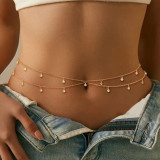 Women Summer Navel Chain Beach Butterfly Pendant Sexy Beach Double Belt Body Chain